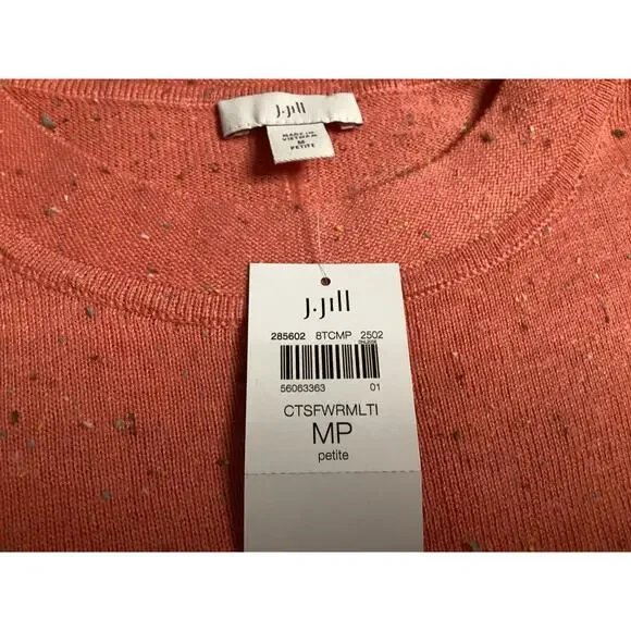 J.Jill 3/4-Sleeve Speckled Knit Top size MP coral - Picture 4 of 4